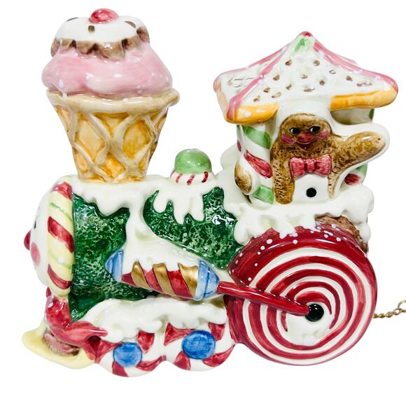 Vintage Fitz & Floyd Candy Lane Express Train Christmas 3 Piece Set 2001 - Picture 2 of 16